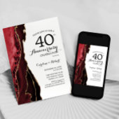 Ruby Red Elegant 40th verjaardag Kaart