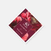 Ruby Red Elegant Floral 40e Jubileum Servet (Hoek)