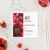 Ruby Red Elegant Modern Floral 40e Jubileum Servet (Insitu)
