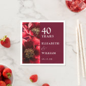 Ruby Red Elegant Modern Floral 40e Jubileum Servet (Insitu)
