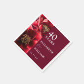 Ruby Red Elegant Modern Floral 40e Jubileum Servet (Hoek)