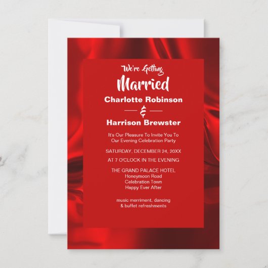 Ruby Red Elegant Rippled Zijdeachtig Satijn Glam A Kaart (Voorkant)