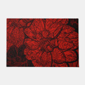 Ruby Red en Black Dahlia Floral Pattern Deurmat (Voorkant)