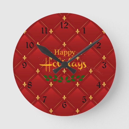 Ruby Red en Gold Art Deco/Art Nouveau Ronde Klok (Voorkant)