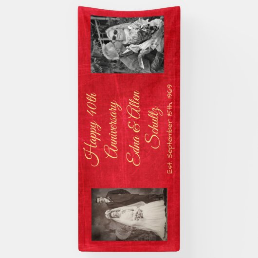 Ruby Red en Gold Happy 40e Jubileum banner (Verticaal)