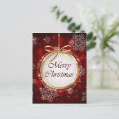 Ruby Red en Gold Ornament Chritsmas Briefkaart (Staand voorkant)