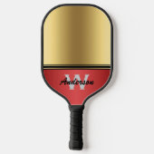 Ruby Red en Gold personaliseren Monogram & Naam Pickleball Paddle (Achterkant)
