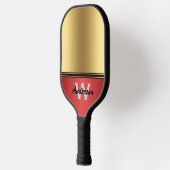 Ruby Red en Gold personaliseren Monogram & Naam Pickleball Paddle (Links)