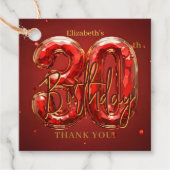 Ruby Red en Goud 30e Verjaardagsfeest Dank je wel Bedankjes Labels (Voorkant)