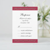 Ruby Red en Pearls RSVP Kaartje (Staand voorkant)