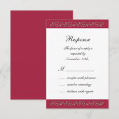 Ruby Red en Pearls RSVP Kaartje (Voorkant / Achterkant)