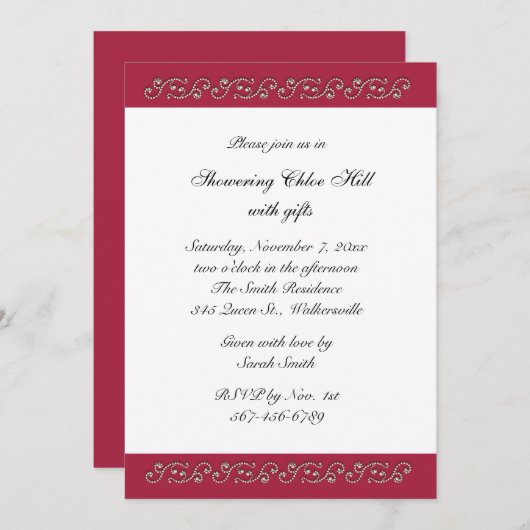 Ruby Red en Pearls Vrijgezellenfeest Kaart (Voorkant / Achterkant)