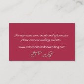 Ruby Red en Pearls Wedding Website Card Informatiekaartje (Achterkant)