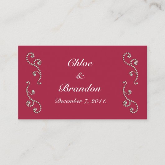 Ruby Red en Pearls Wedding Website Card Informatiekaartje (Voorkant)