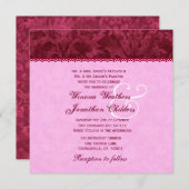 Ruby Red en Pink Damask Wedding Sjabloon V16 Kaart (Voorkant / Achterkant)