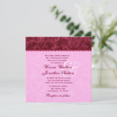 Ruby Red en Pink Damask Wedding Sjabloon V16 Kaart (Staand voorkant)