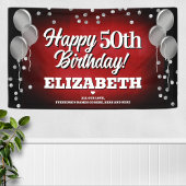 Ruby Red en Silver Happy Birthday Banner
