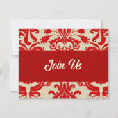 Ruby Red en Taupe Damask Professioneel Bedrijf Kaart (Voorkant)