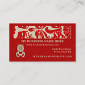 Ruby Red en Taupe Damask Visitekaartje (Achterkant)