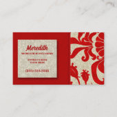 Ruby Red en Taupe Damask Visitekaartje (Voorkant)