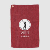 Ruby Red Fabric Print, Mannen Denim Towel Golfhanddoek (Voorkant)
