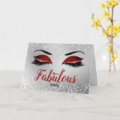 Ruby Red Fabulous Glitter Eyes Standard Birthday Kaart (Gele Bloem)