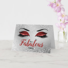 Ruby Red Fabulous Glitter Eyes Standard Birthday Kaart