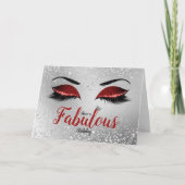 Ruby Red Fabulous Glitter Eyes Standard Birthday Kaart (Voorkant)