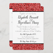 Ruby Red Faux Glitter Avonduitnodiging Kaart (Voorkant / Achterkant)