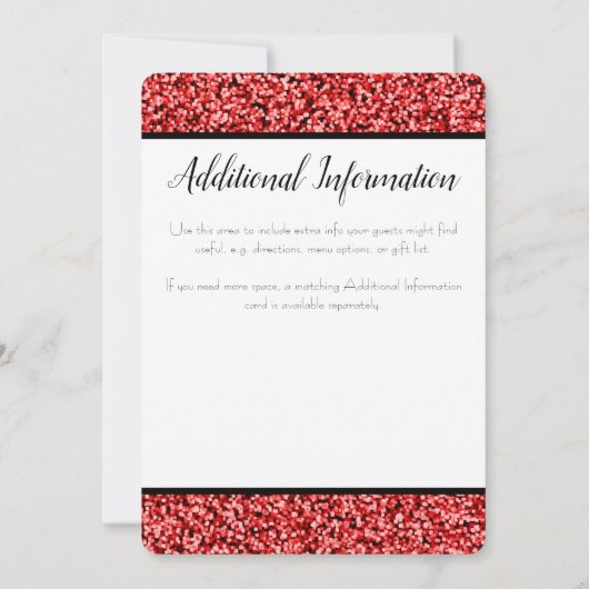 Ruby Red Faux Glitter Avonduitnodiging Kaart (Achterkant)