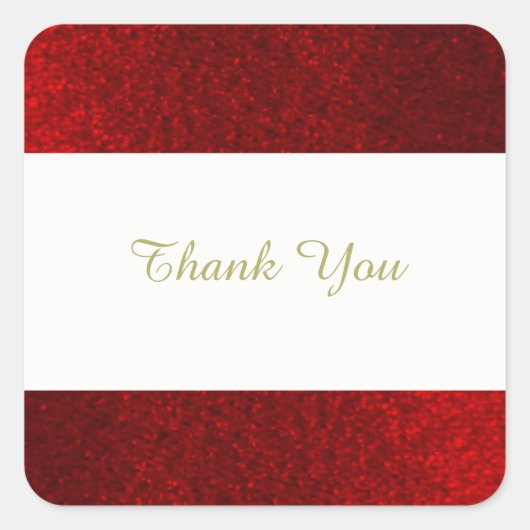 Ruby Red Faux Glitter Hartelijk dank Vierkante Sticker (Voorkant)