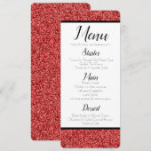Ruby Red Faux Glitter Menu Kaart (Voorkant / Achterkant)