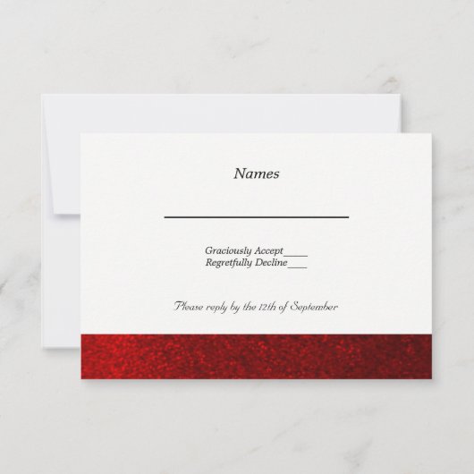 Ruby Red Faux Glitter RSVP Kaartje (Achterkant)