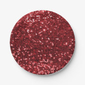 Ruby Red Faux Glitter Sparkle Print Papieren Bordje (Voorkant)