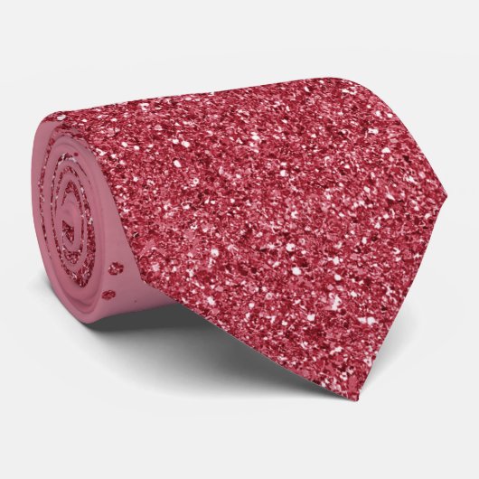 Ruby Red Faux Glitter Sparkles Wedding Stropdas (Opgerold)