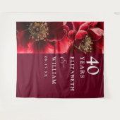 Ruby Red Floral 40e Jubileum Foto Achtergrond Wandkleed (Voorkant (horizontaal))