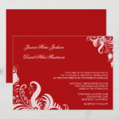 Ruby Red Floral Accent Wedding Invitation Kaart (Voorkant / Achterkant)