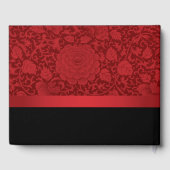 Ruby Red Floral Brocade Romantic Gastenboek (Achterkant)