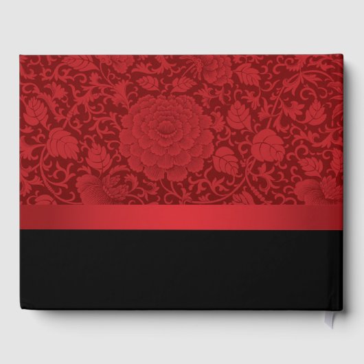 Ruby Red Floral Brocade Romantic Gastenboek (Achterkant)