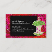 Ruby Red Glitter Apple substitueert lerarentaal Visitekaartje (Achterkant)