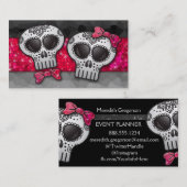 Ruby Red Glitter Black White Ombre Sugar Skulls Visitekaartje (Voorkant / Achterkant)