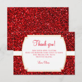 Ruby Red Glitter Dank je kaarten (Voorkant / Achterkant)