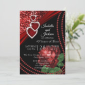 Ruby Red Glitter en Roos Kaart (Staand voorkant)