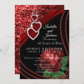 Ruby Red Glitter en Roos Kaart (Voorkant / Achterkant)