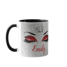 Ruby Red Glitter Eyes Monogram