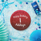 Ruby Red Glitter Metallic Ombre Birthday Sparkles Papieren Bordje (Feest)