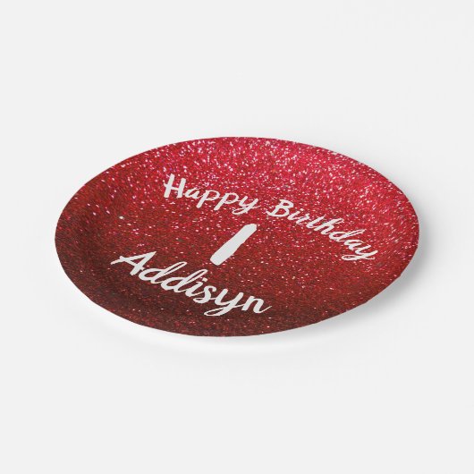 Ruby Red Glitter Metallic Ombre Birthday Sparkles Papieren Bordje (Gekanteld)