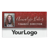 Ruby Red Glitter Professional CNA Nese Photo Logo Naambadge (Voorkant)