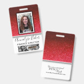 Ruby Red Glitter Professionele CNA Verpleegster Fo Badge (Voor- en achterkant)