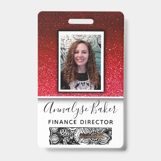 Ruby Red Glitter Professionele CNA Verpleegster Fo Badge (Voorzijde)